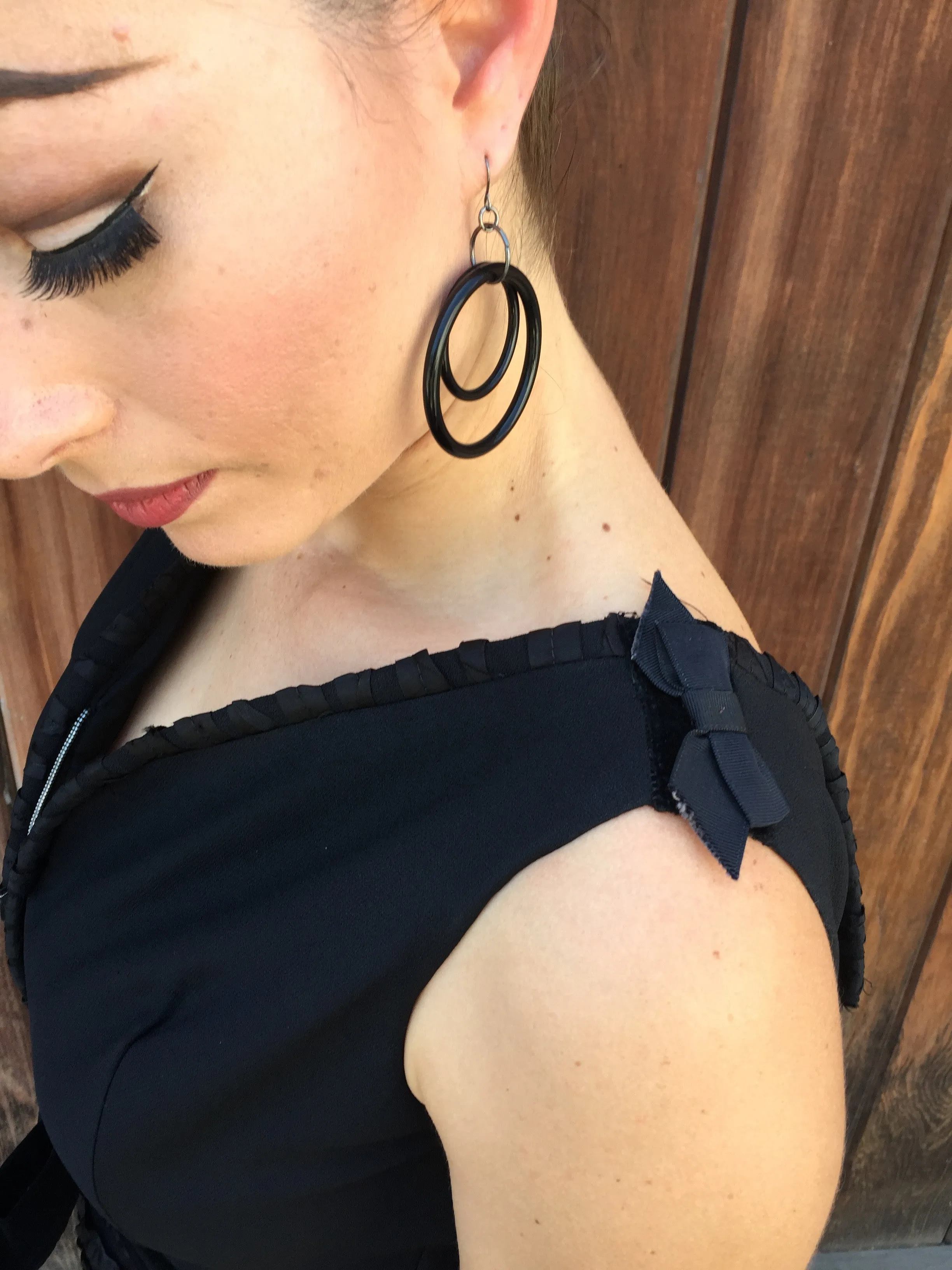 1960s Black Ruffle Detail Dress