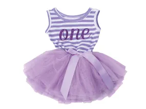 1st Birthday Dress - Striped (Sleeveless)