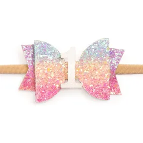 1st Birthday Pastel Rainbow Bow Baby Headband