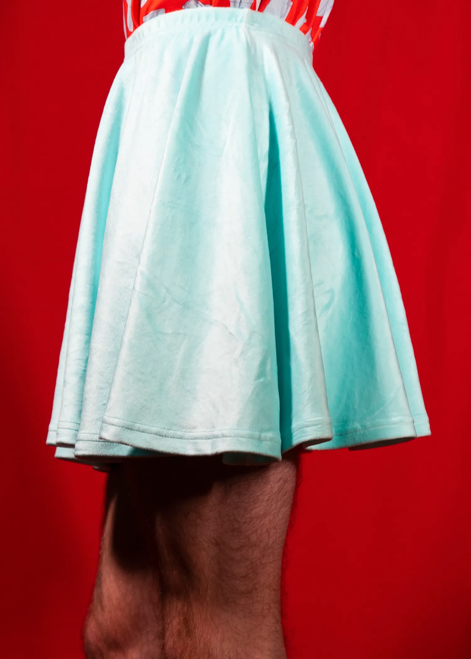 2XL velvet skater skirt in blood red
