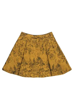 Alice & Olivia - Metallic Mustard Floral Brocade & Embroidered Circle Skirt Sz 6