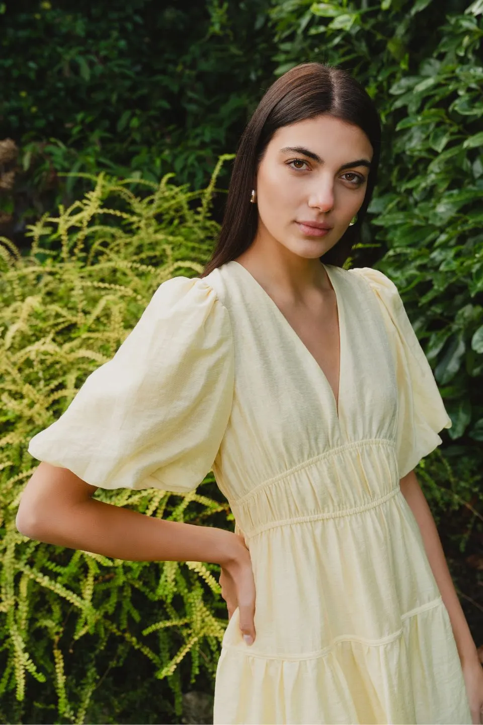 Axel Butter Puff Sleeve Bow Back Mini Dress