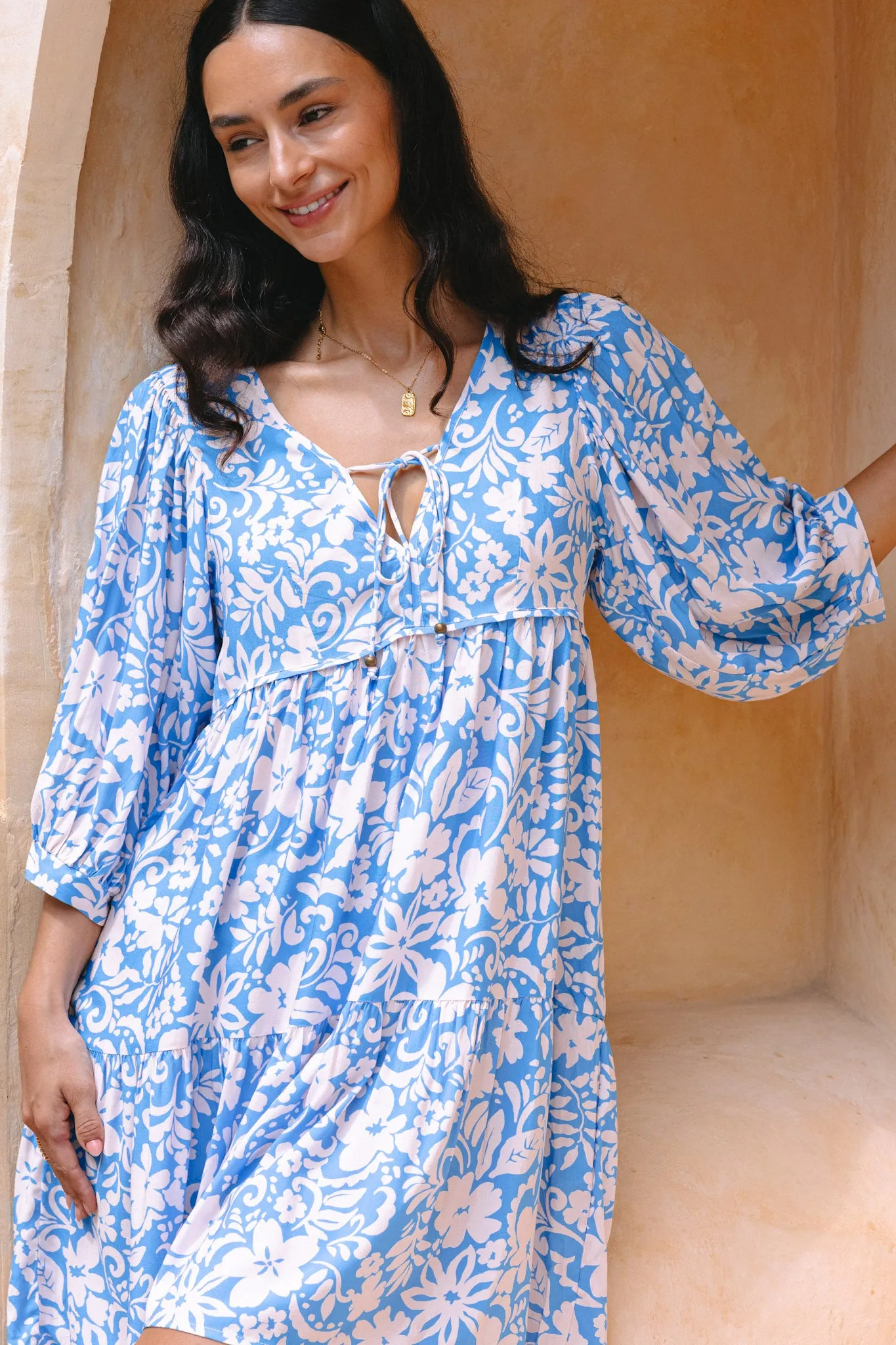 Azura Blue Floral Mini Dress