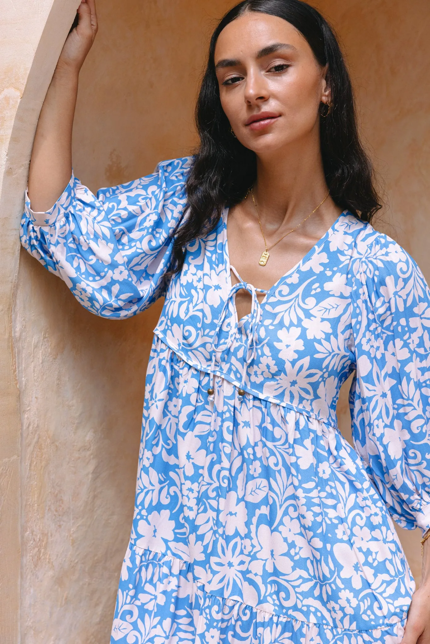 Azura Blue Floral Mini Dress