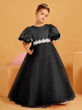 Ball-Gown/Princess Floor-Length Flower Girl Dress Black