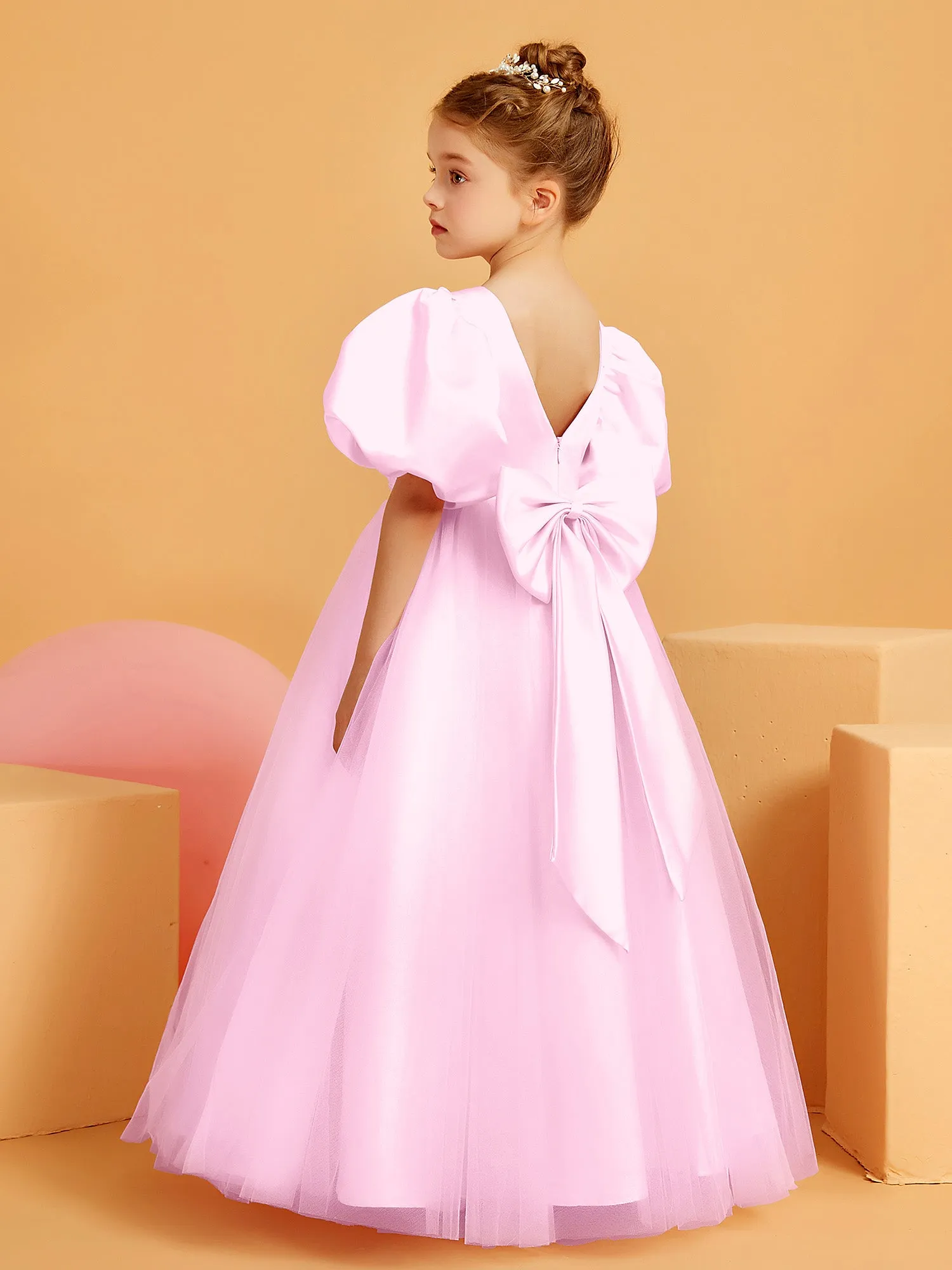Ball-Gown/Princess Floor-Length Flower Girl Dress Candy Pink