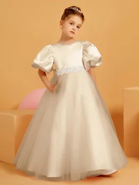 Ball-Gown/Princess Floor-Length Flower Girl Dress Champagne