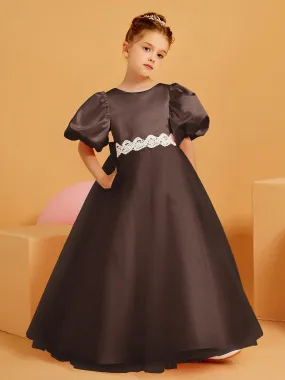 Ball-Gown/Princess Floor-Length Flower Girl Dress Chocolate