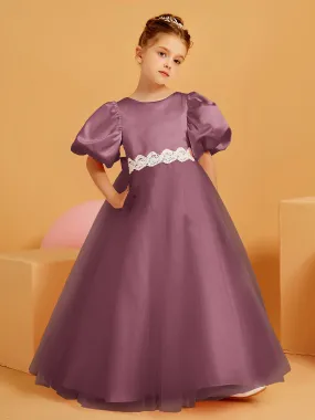 Ball-Gown/Princess Floor-Length Flower Girl Dress Mulberry