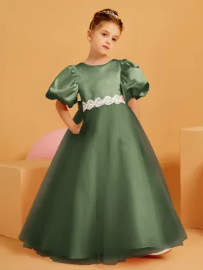 Ball-Gown/Princess Floor-Length Flower Girl Dress Olive Green