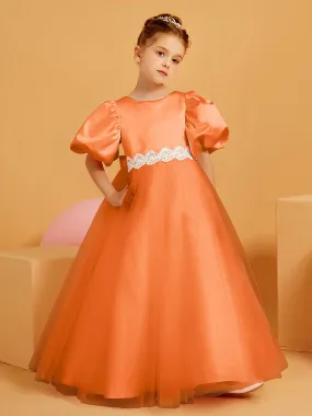 Ball-Gown/Princess Floor-Length Flower Girl Dress Orange