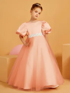Ball-Gown/Princess Floor-Length Flower Girl Dress Papaya