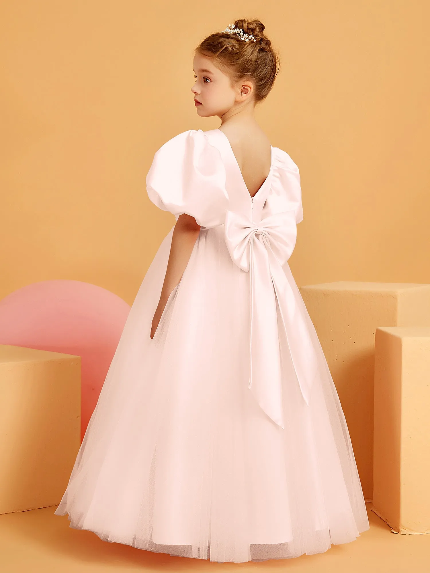 Ball-Gown/Princess Floor-Length Flower Girl Dress Pearl Pink