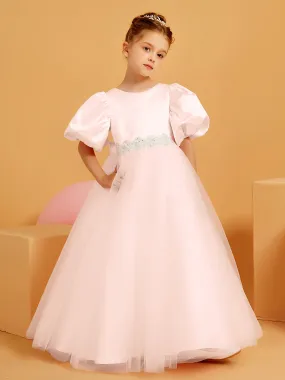 Ball-Gown/Princess Floor-Length Flower Girl Dress Pearl Pink