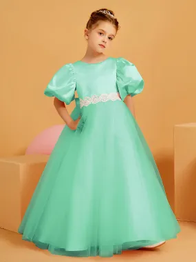 Ball-Gown/Princess Floor-Length Flower Girl Dress Turquoise