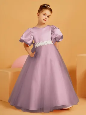 Ball-Gown/Princess Floor-Length Flower Girl Dress Vintage Mauve
