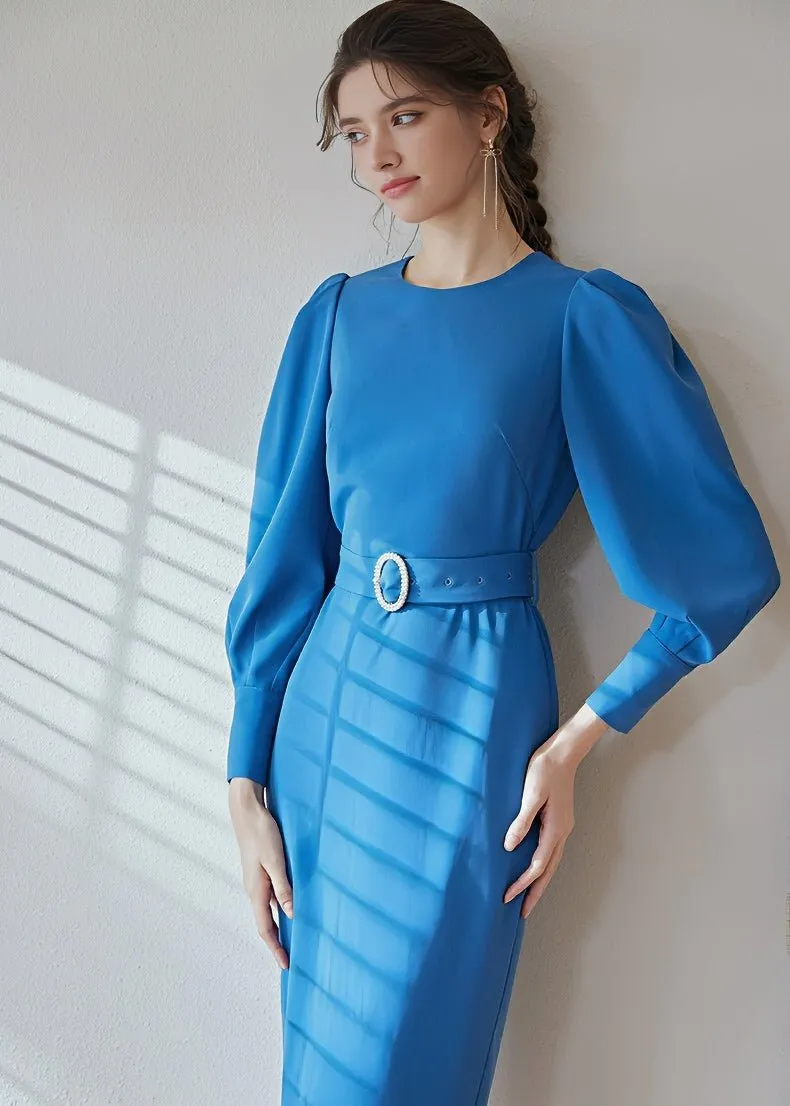 BALLOON SLEEVE TIGHT DRESS