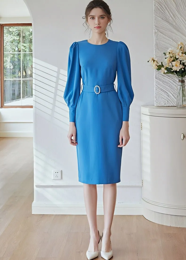 BALLOON SLEEVE TIGHT DRESS