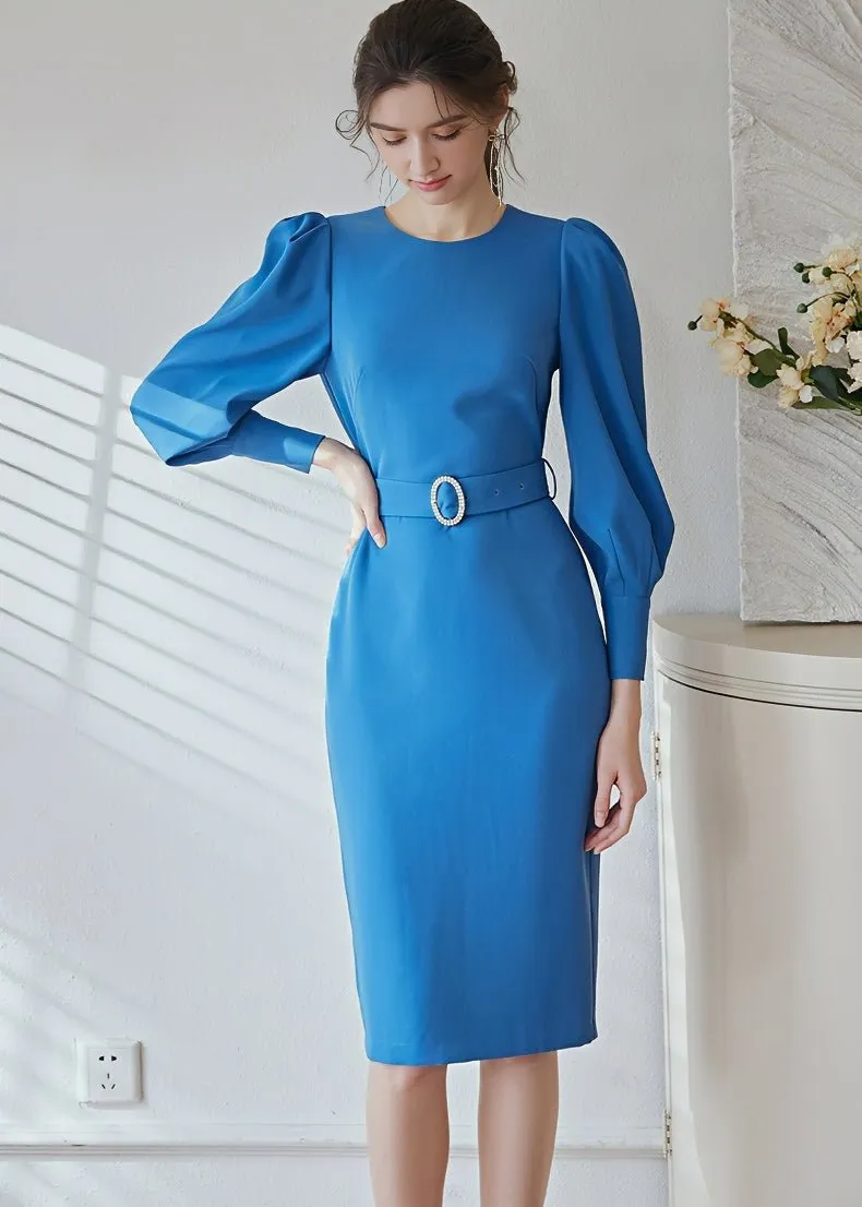 BALLOON SLEEVE TIGHT DRESS