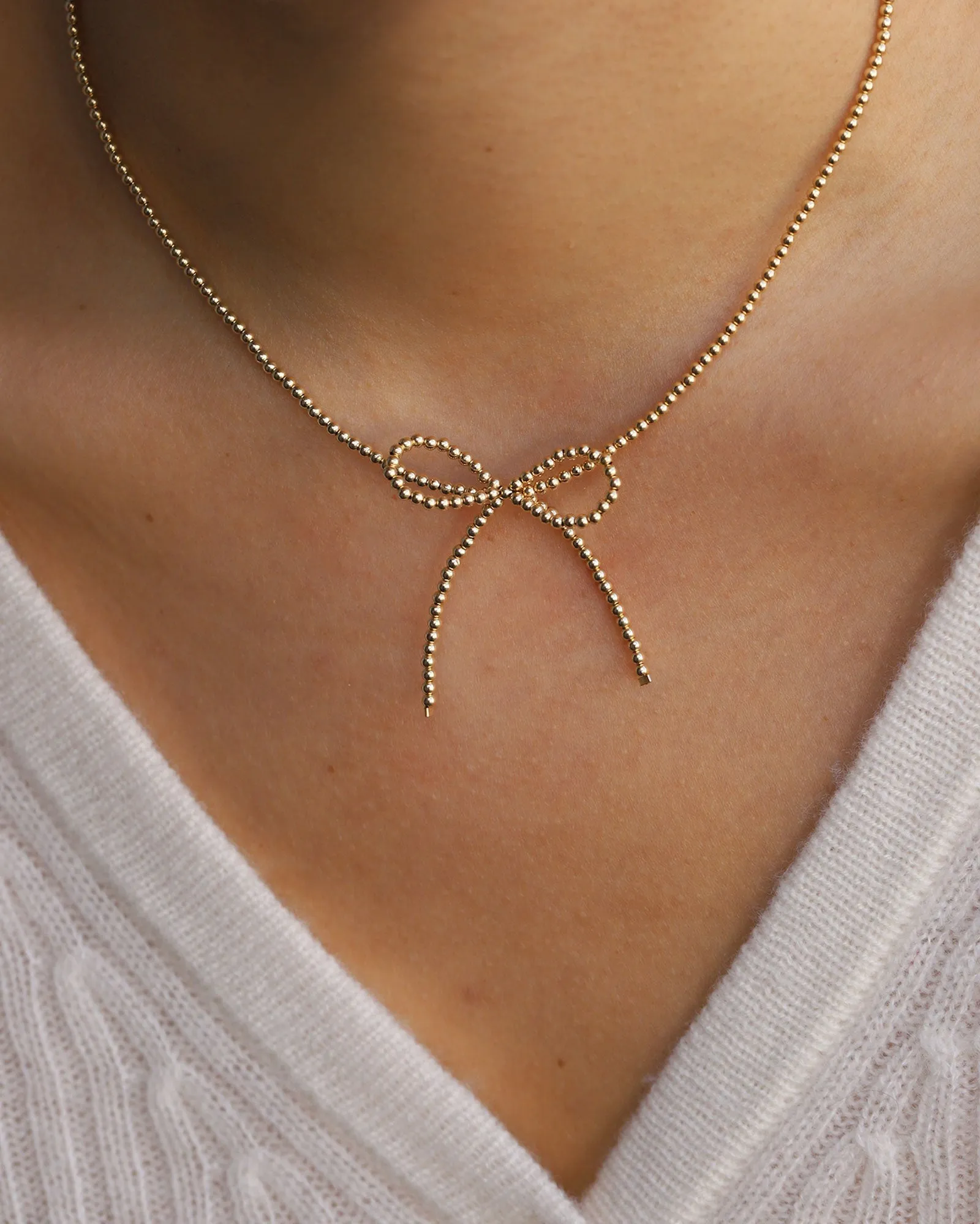 Beaded Bow Necklace