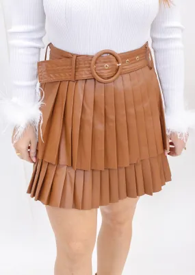 Becoming Bold Pleated Leather Skirt
