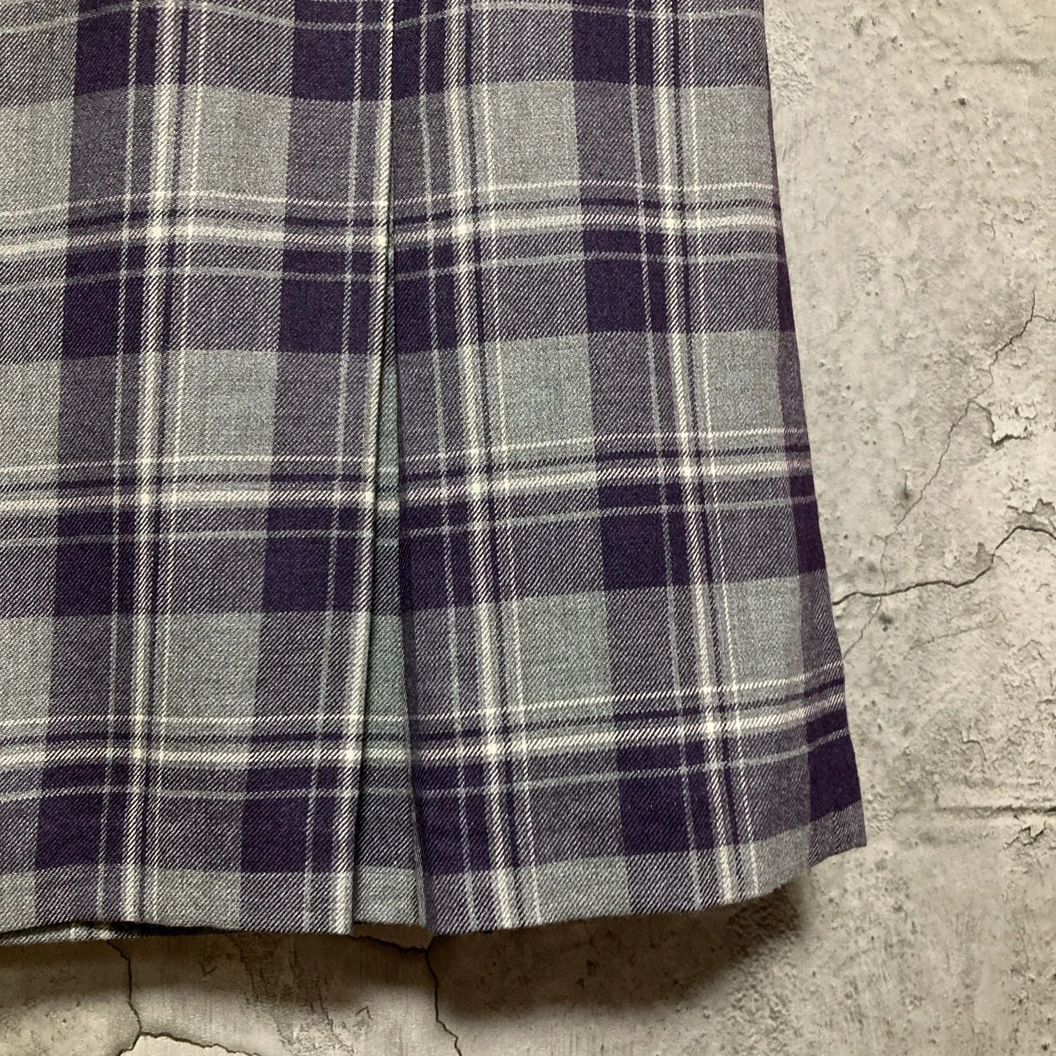 bijou embroidered plaid pattern skirt purple gray