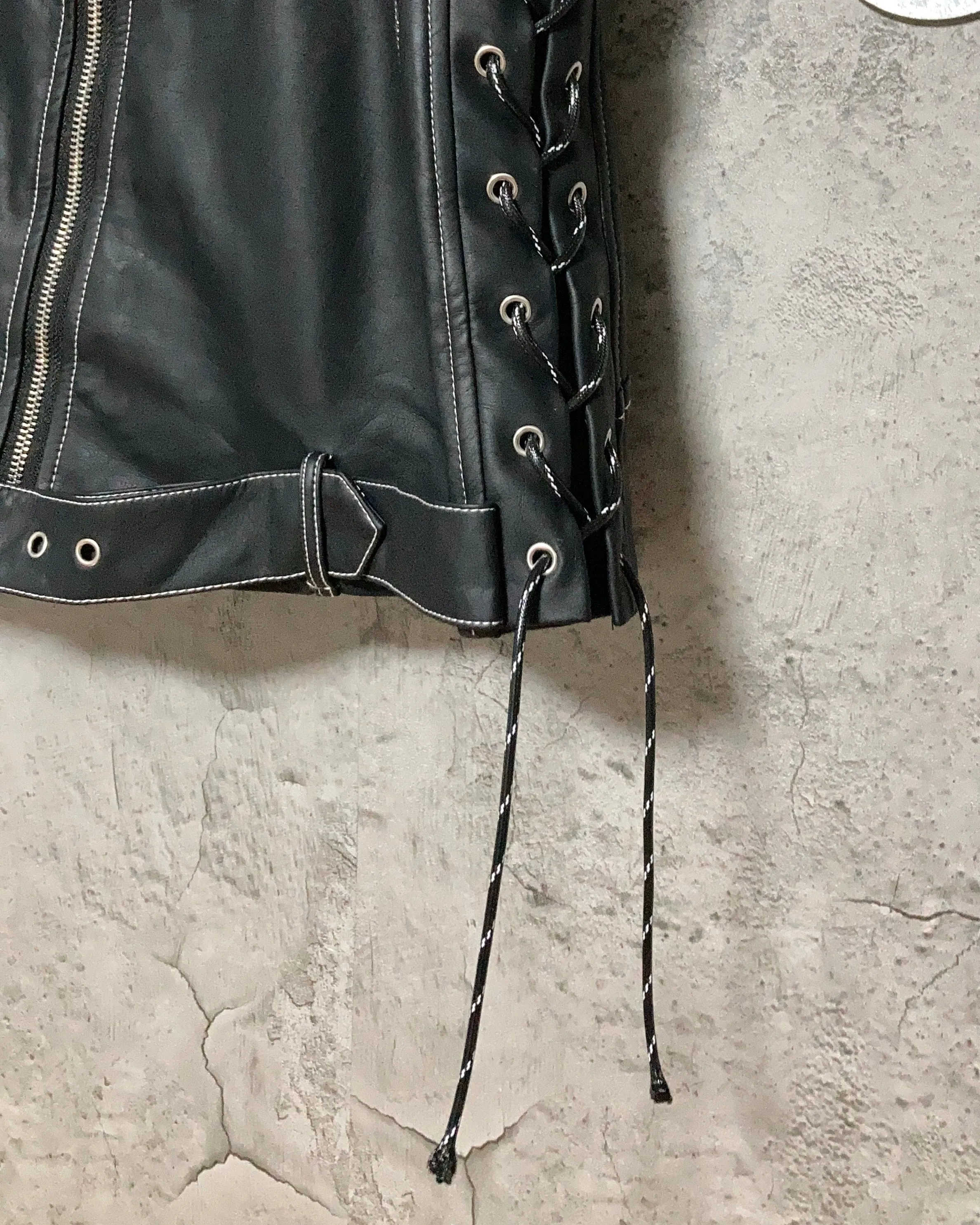 black fake leather bustier & skirt two piece set