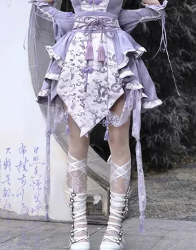 [Blood Supply] Dragon In Wisteria Chinese Lolita Fashion Set Mini Skirt
