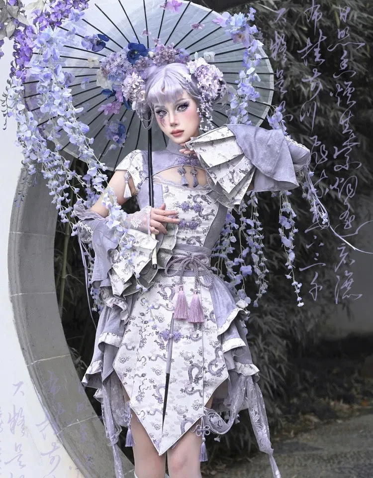 [Blood Supply] Dragon In Wisteria Chinese Lolita Fashion Set Mini Skirt
