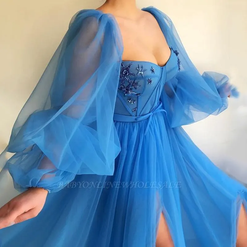Bohemian Chic Wedding Guest Dress Off-Shoulder Mesh Long Sleeve Wedding Dress Large Swing