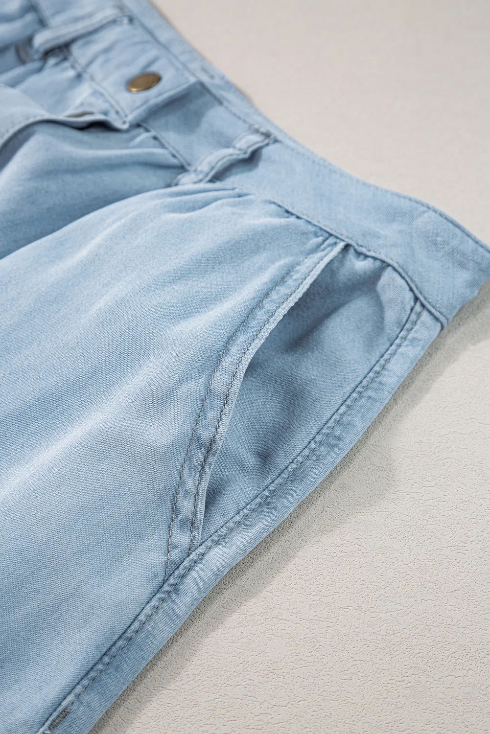 Button-Front Denim Midi Skirt
