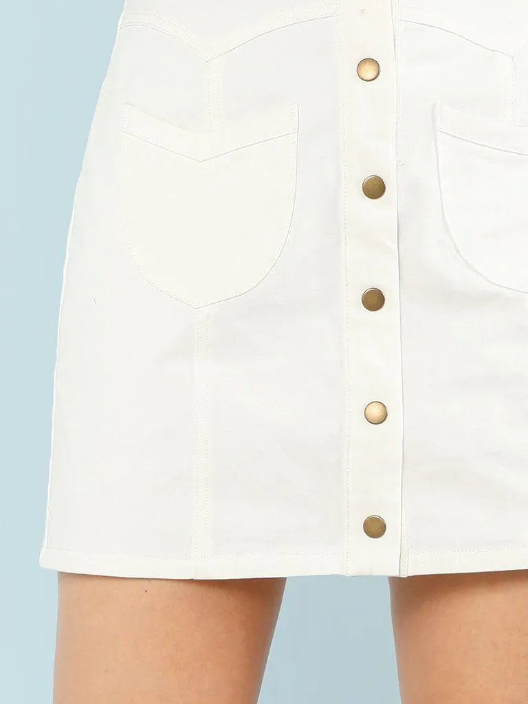 Button Up Solid Skirt