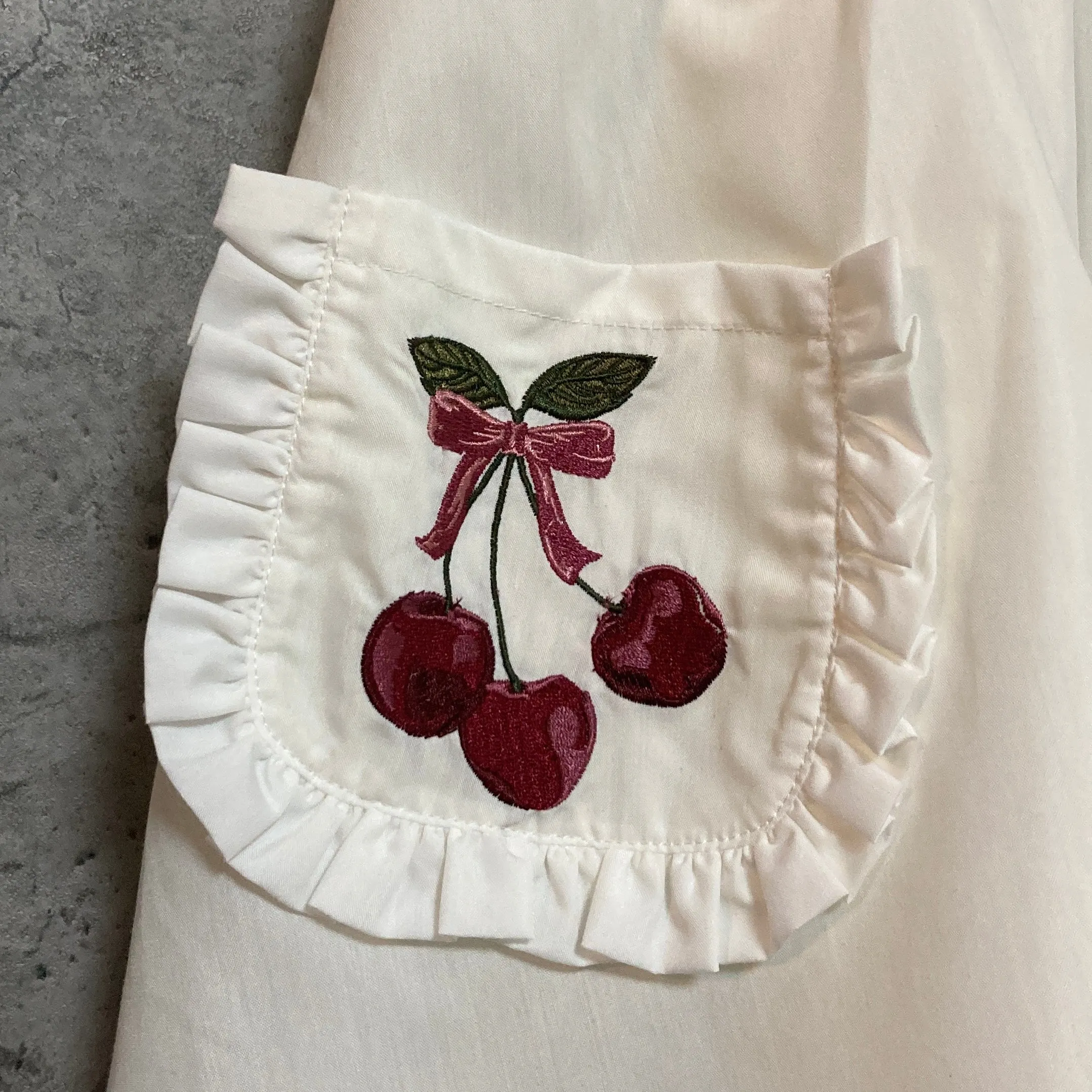 cherry embroidered flare skirt