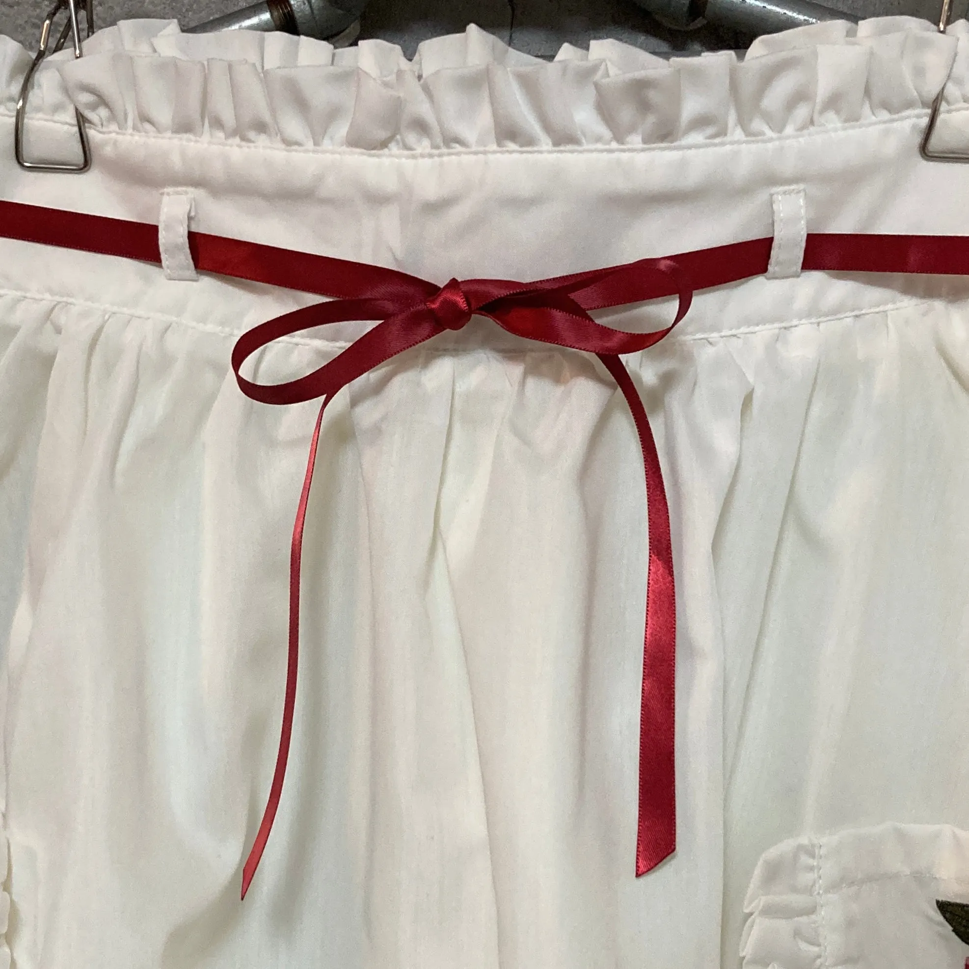 cherry embroidered flare skirt