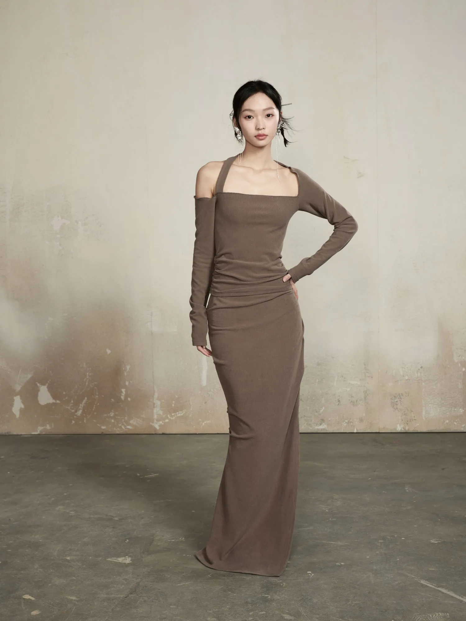 Chic Classy Nichi Slim Unique Plain Tops&Long-Skirt