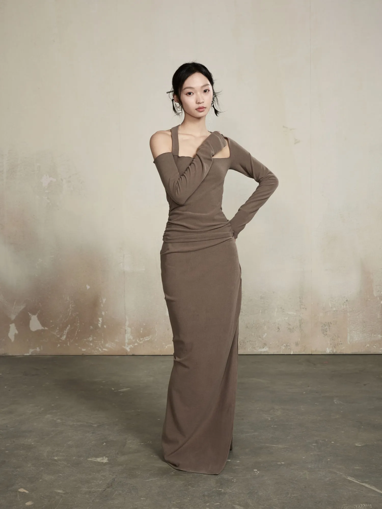 Chic Classy Nichi Slim Unique Plain Tops&Long-Skirt