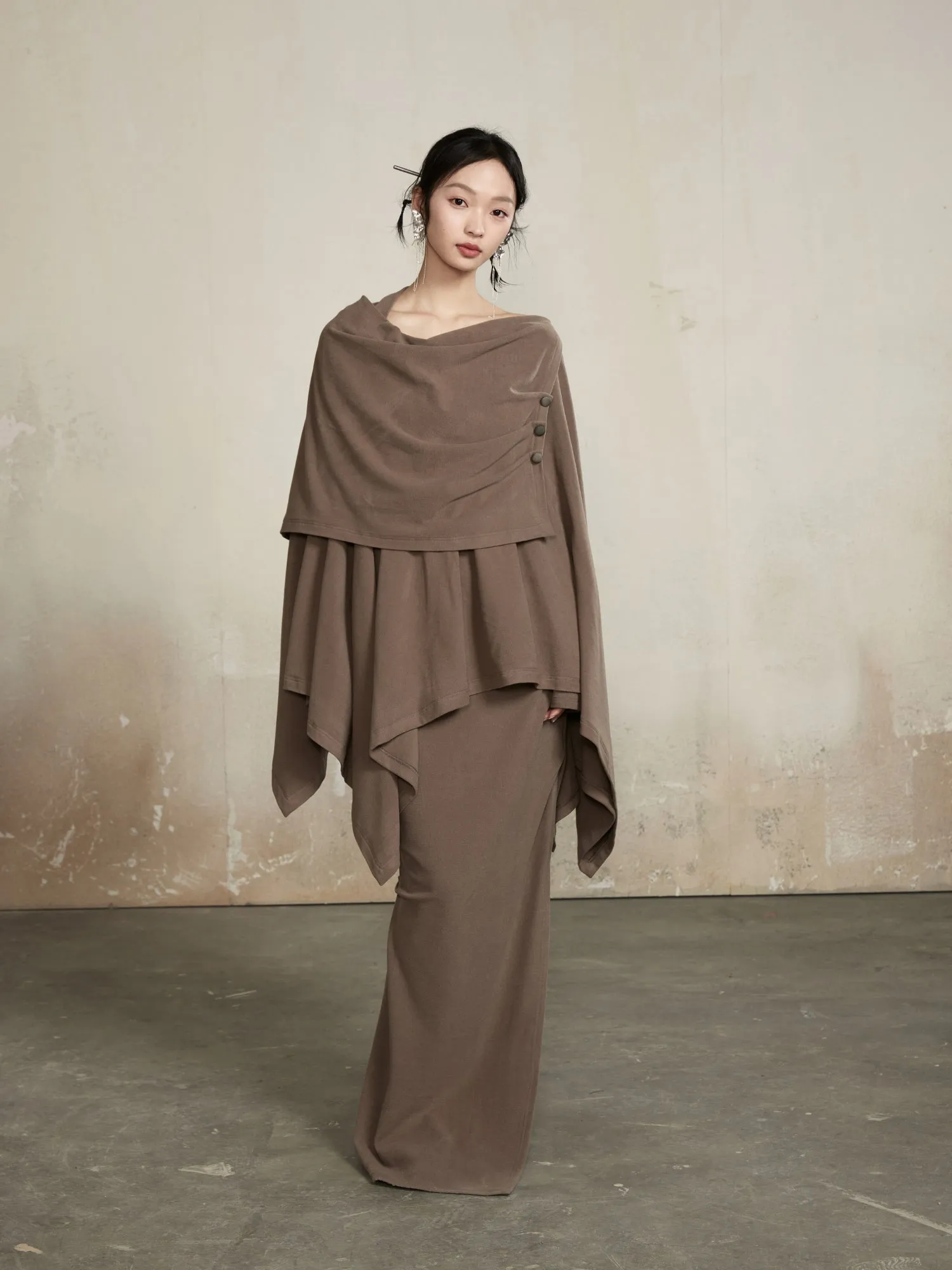 Chic Classy Nichi Slim Unique Plain Tops&Long-Skirt