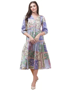 Chic Multicolour Elegant Shirt Midi Dress