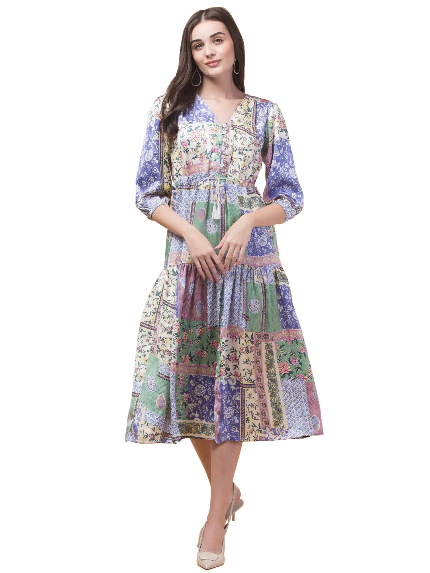 Chic Multicolour Elegant Shirt Midi Dress