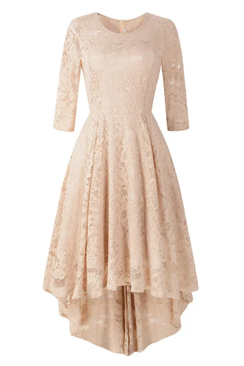 Chic Purple Lace High Low Prom Dress