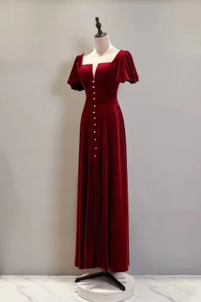 Chic velvet red prom dress 2020