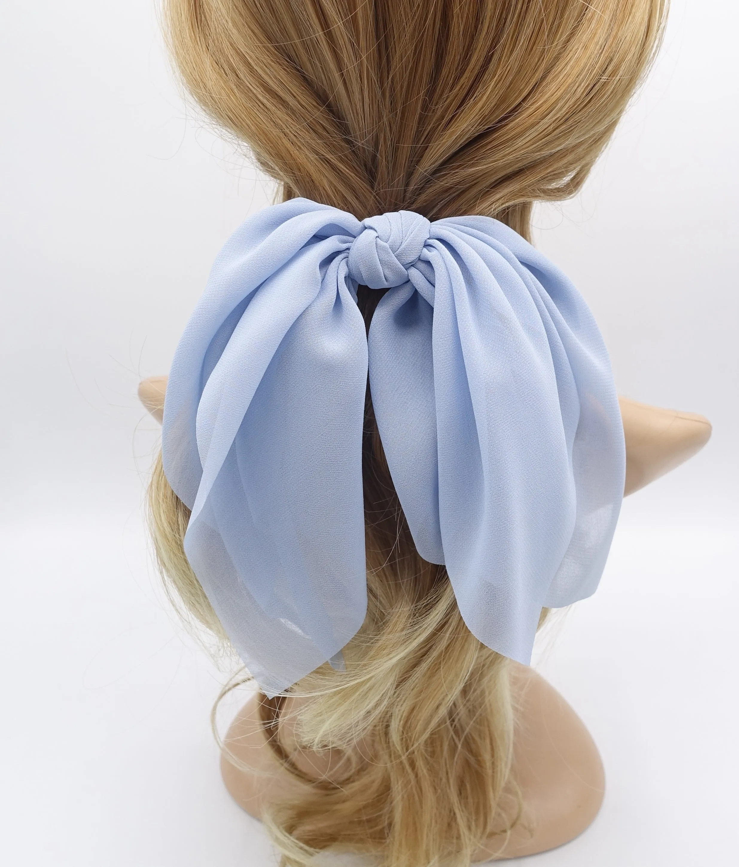 chiffon layered hair bow solid color drape feminine style hair knotted bow french hair barrette