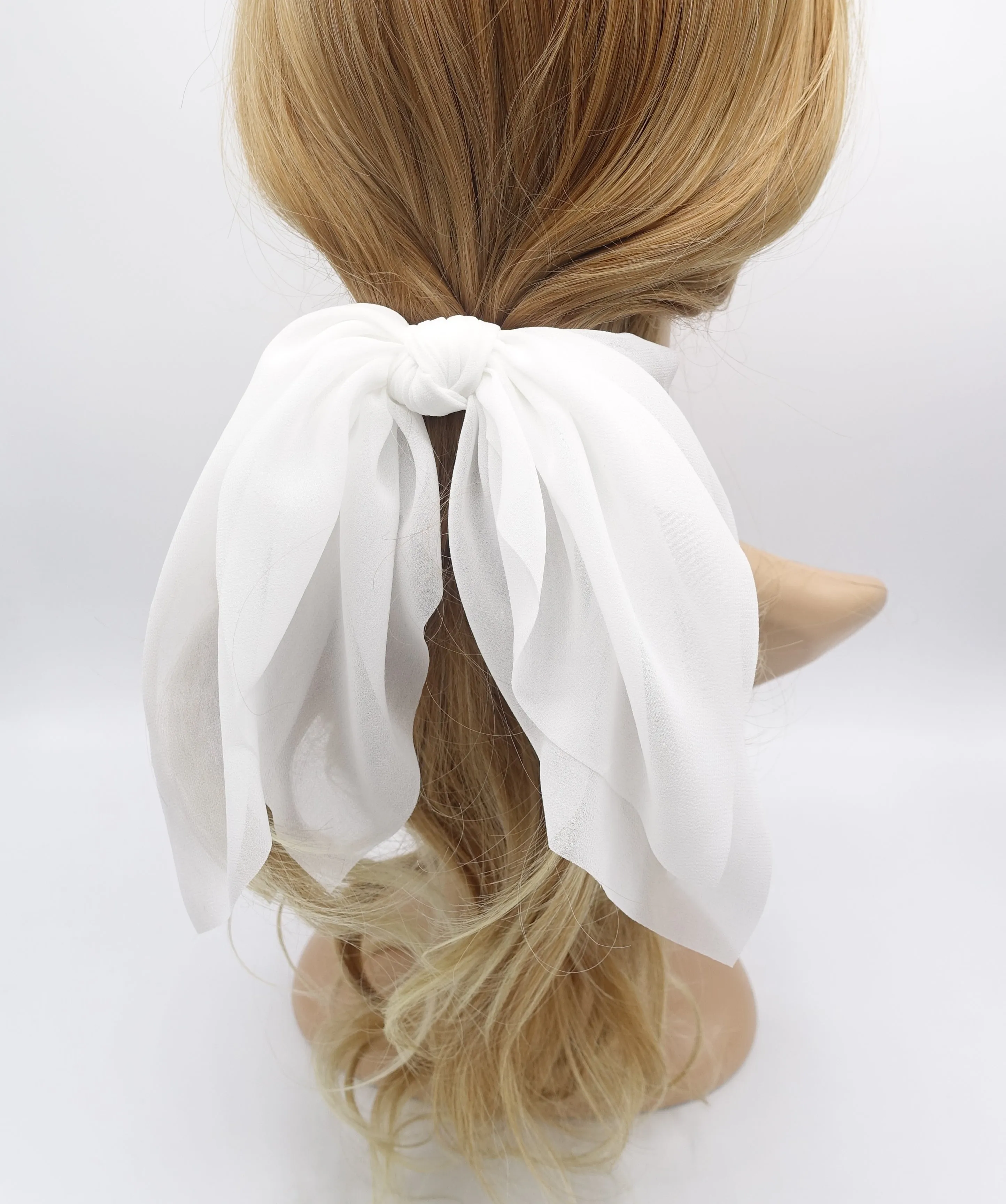 chiffon layered hair bow solid color drape feminine style hair knotted bow french hair barrette