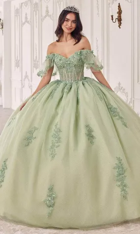 CINDERELLA DIVINE 15725 Off The Shoulder Flutter Sleeve Ball Gown