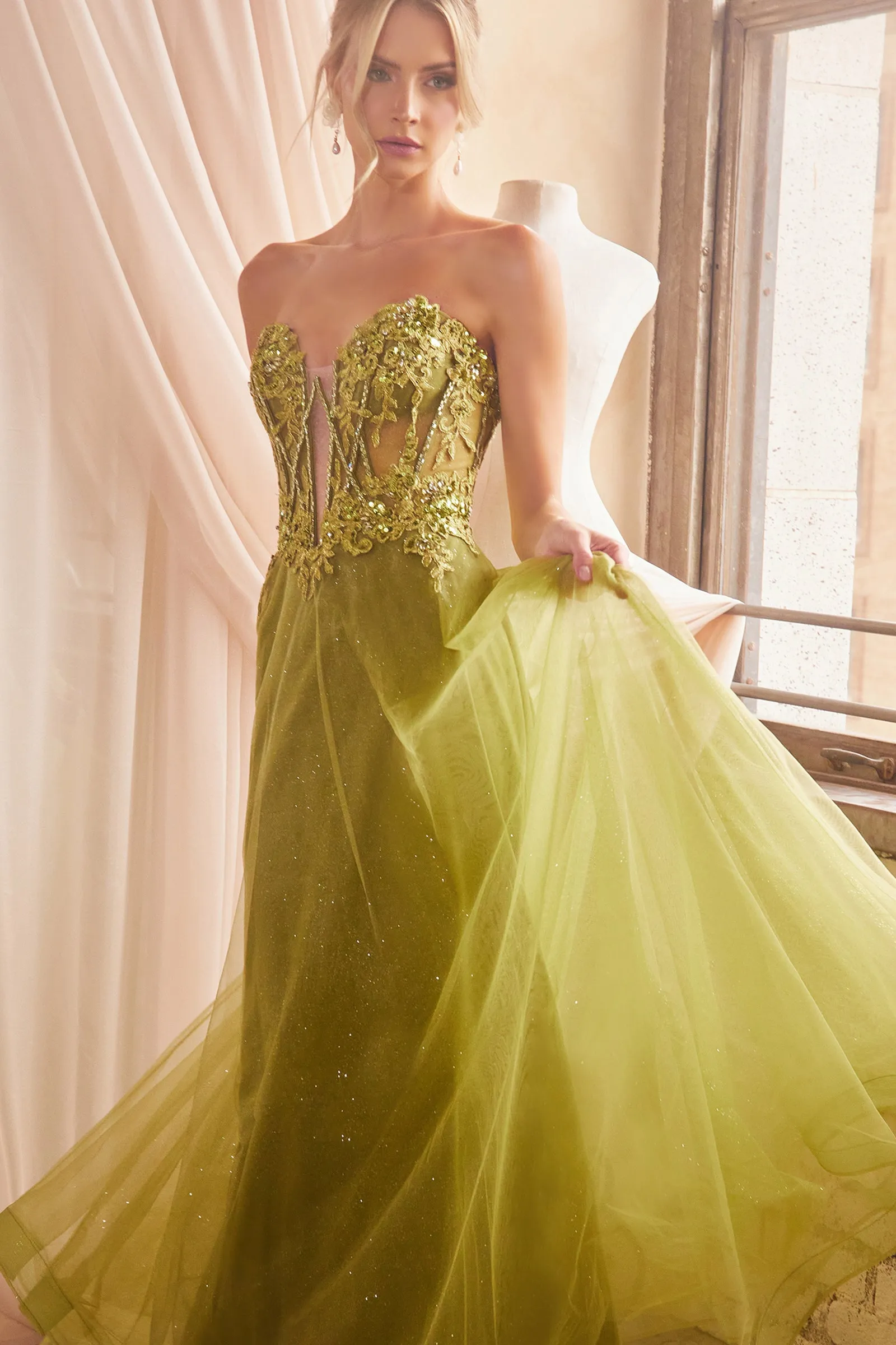 CINDERELLA DIVINE CD830 A-Line Strapless Ball Gown