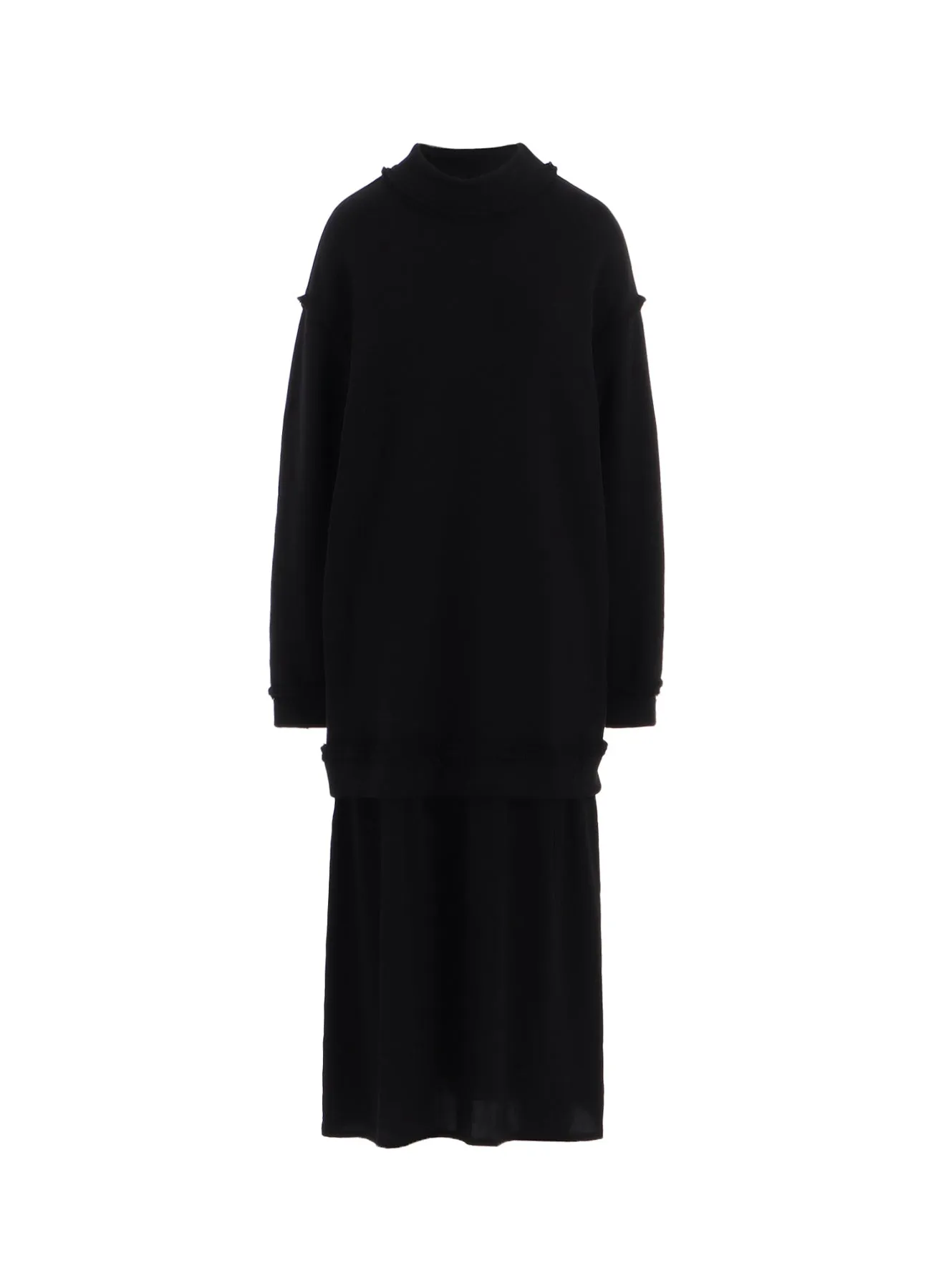 COTTON/CELLULOSE FLEECE HIGH NECK DRESS