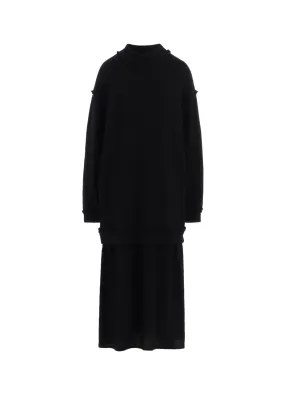 COTTON/CELLULOSE FLEECE HIGH NECK DRESS