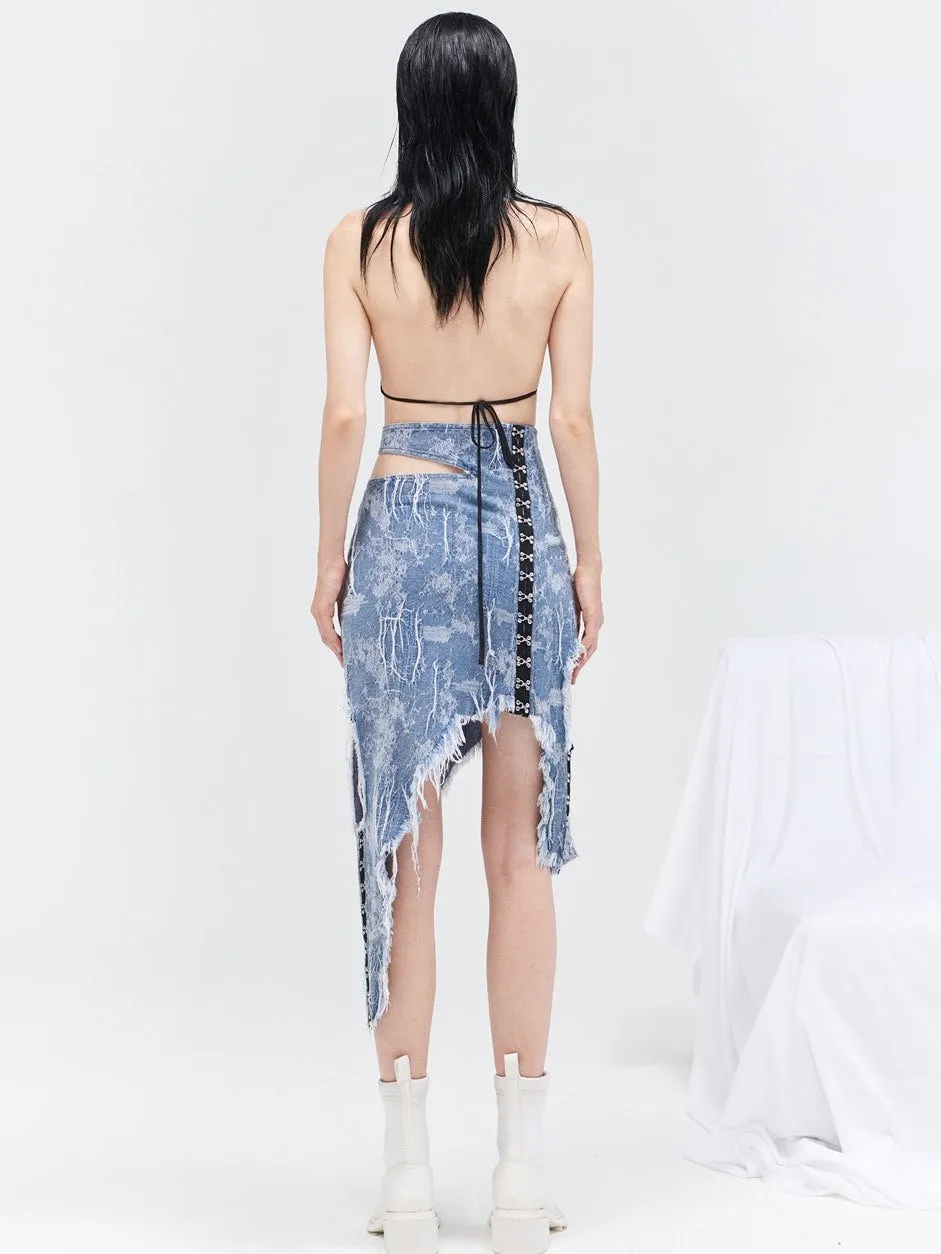 Denim Asymmmetry Nichi Fashionable Skirt