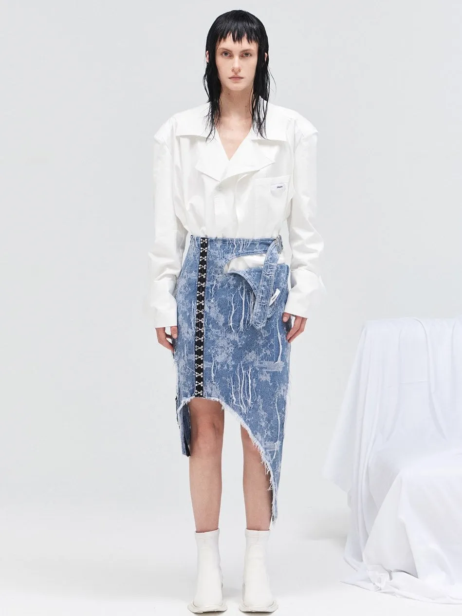 Denim Asymmmetry Nichi Fashionable Skirt