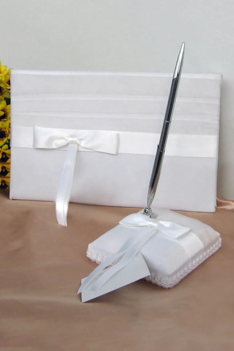 Elegant Ribbons/Bow Guestbook & Pen Set